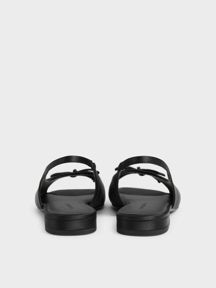 Imani Satin Bow Slingback Sandals, Black Textured, hi-res