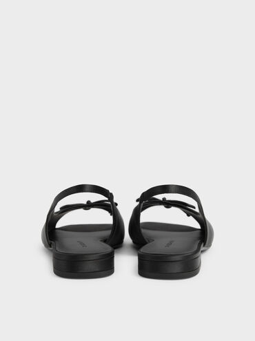 Imani Satin Bow Slingback Sandals, Black Textured, hi-res