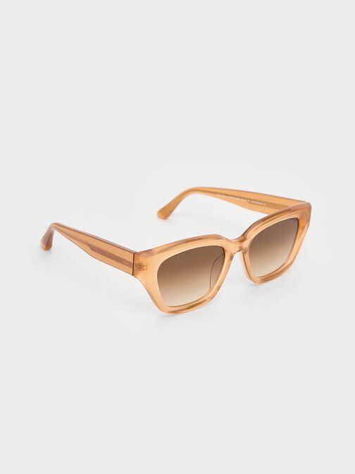 Recycled Acetate Cat-Eye Sunglasses, Toffee, hi-res