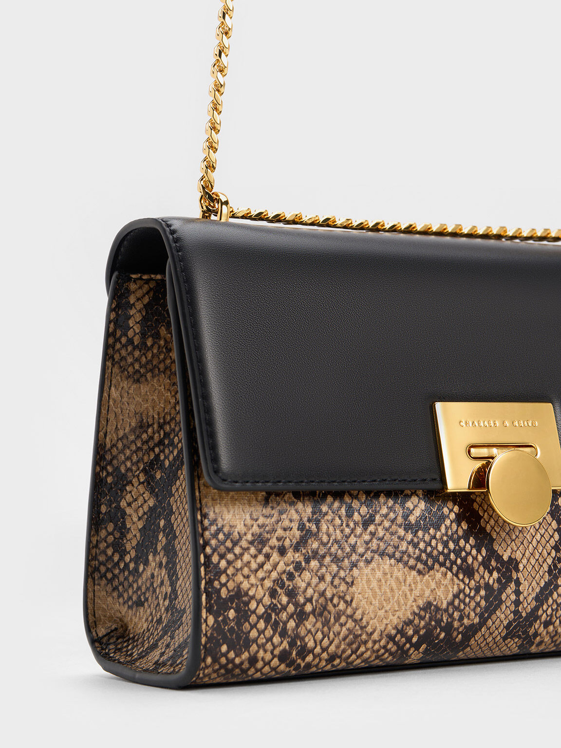 Grey snake print clutch bag sale