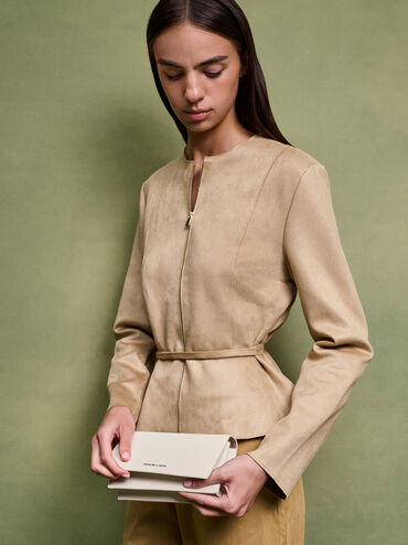 กระเป๋าสตางค์ใบยาวรุ่น Beryl, สีครีม, hi-res