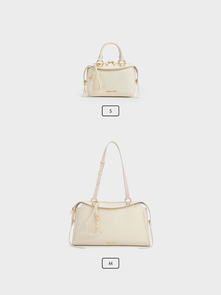 Haylen Braided-Charm Bowling Bag, Cream, hi-res