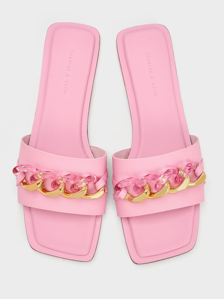 Chunky Chain-Link Slide Sandals, , hi-res