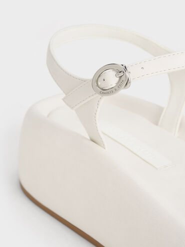 Padded Flatform Sandals, White, hi-res