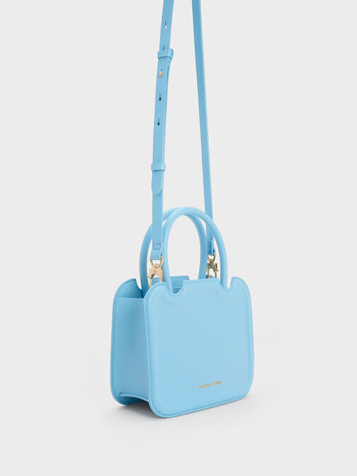 กระเป๋าโท้ทแบบมีทรงรุ่น Perline, สีฟ้าอ่อน, hi-res