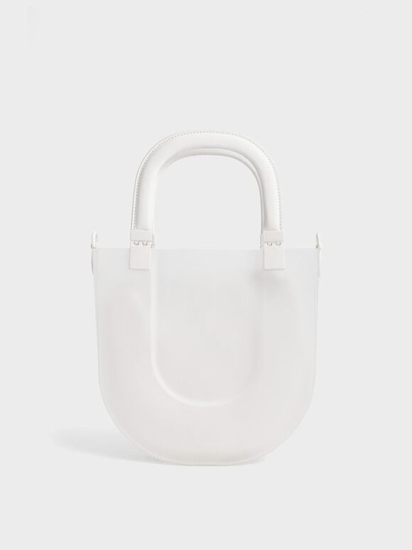 Curved Tote Bag, White, hi-res