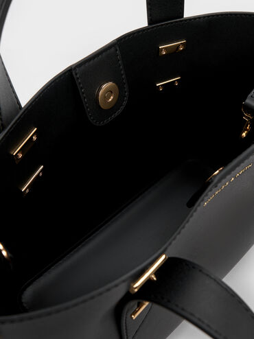 กระเป๋าโท้ทมินิพร้อมหูจับแบบคู่รุ่น Shania, สีดำ, hi-res