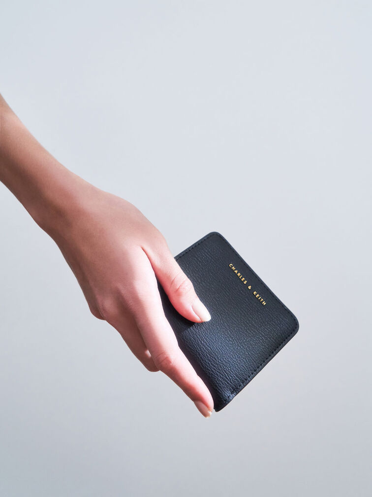 กระเป๋าใส่บัตรแบบซิปรอบ, สีดำ, hi-res