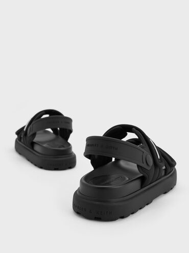 Romilly Puffy Sandals, Black Textured, hi-res