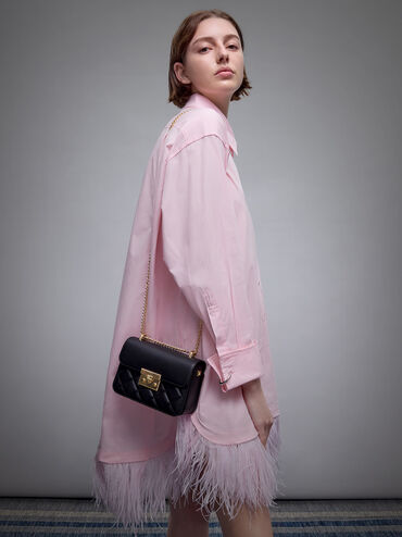 Alva Quilted Chain-Handle Bag, Cream, hi-res