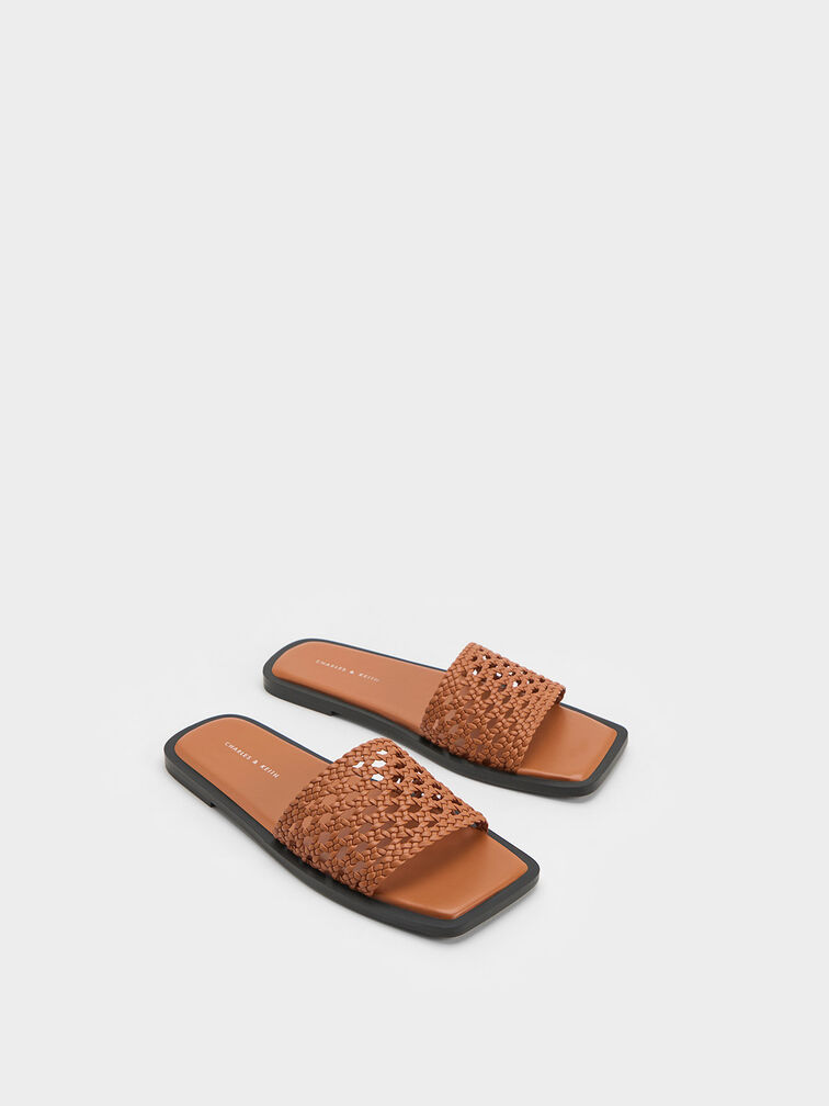 Woven Square-Toe Slides, , hi-res