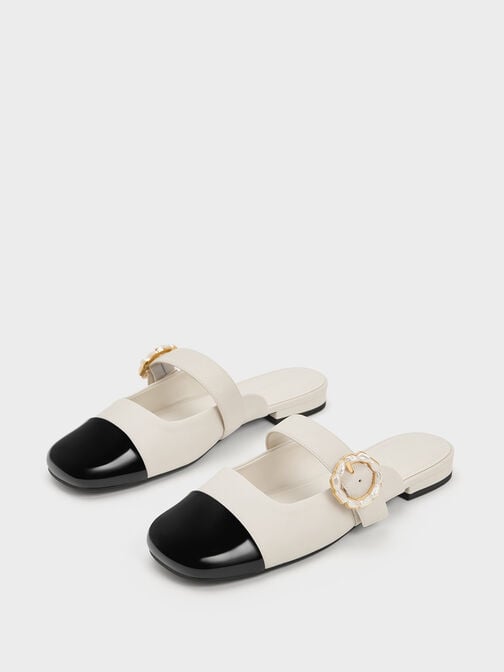 Patent Pearl Buckle Mary Jane Mules, สีมัลติ, hi-res