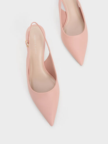 See-Through Trapeze Heel Slingback Pumps, Blush, hi-res