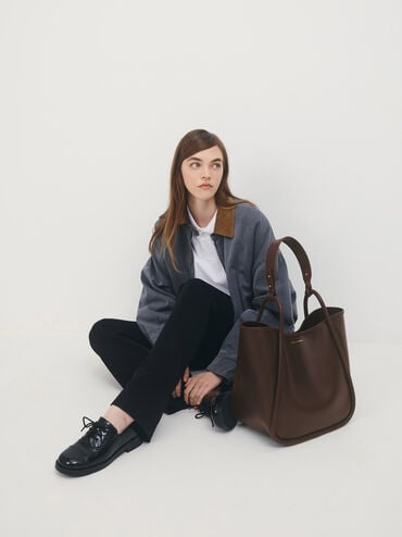 กระเป๋าโท้ทดีไซน์ทรงโค้งรุ่น Lyla, สีเอสเพรสโซบราวน์, hi-res