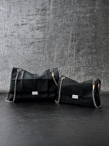 Delfina Quilted Chain-Strap Shoulder Bag, Black, hi-res