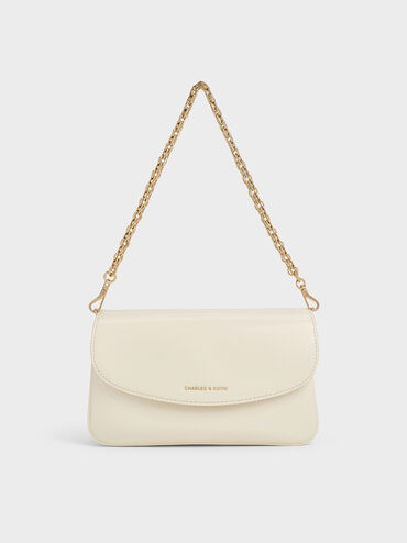 Caia Front Flap Shoulder Bag, Cream, hi-res