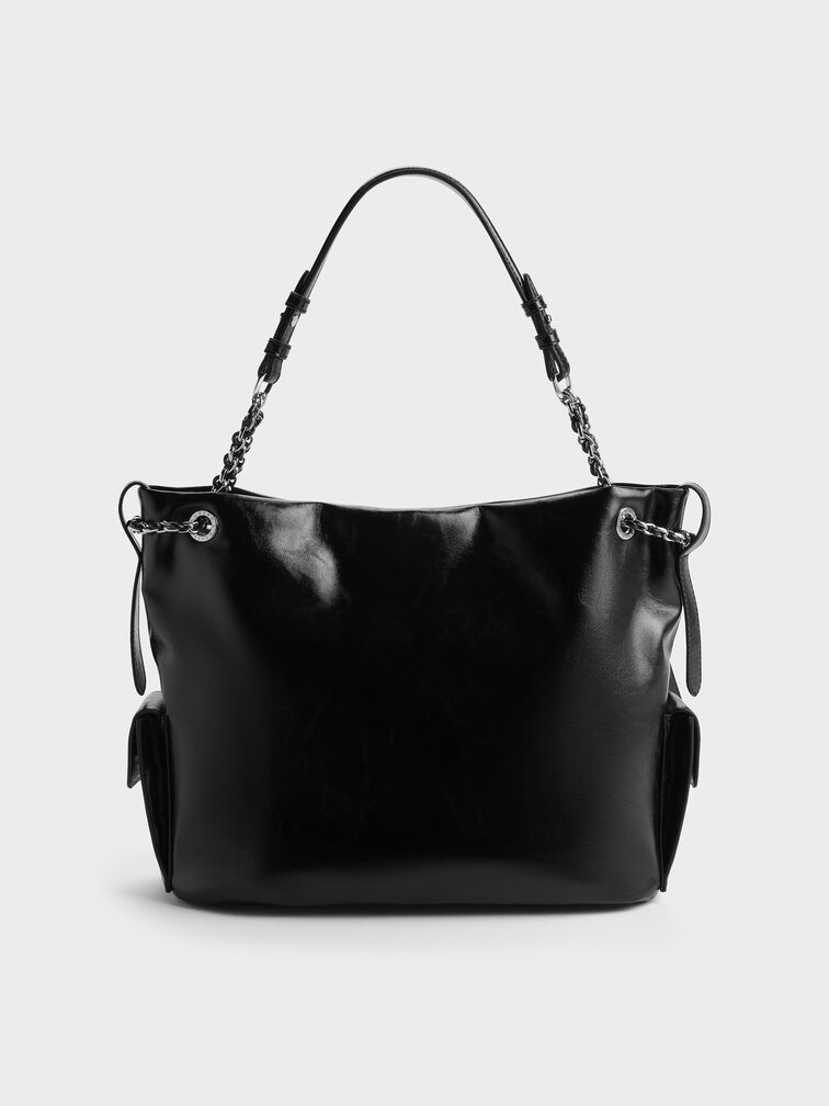 XL Lottie Side-Pocket Tote Bag, Noir, hi-res