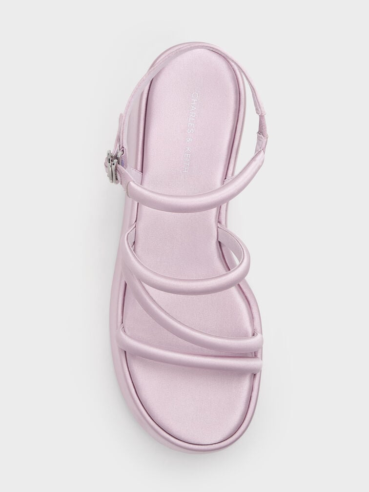 Lindon Satin Strappy Platform Wedges, Pink, hi-res