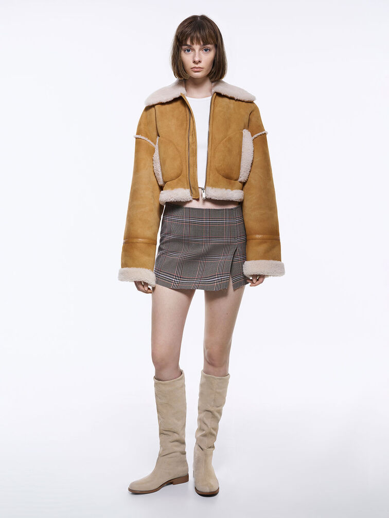 Textured Ruched Knee-High Boots, , hi-res