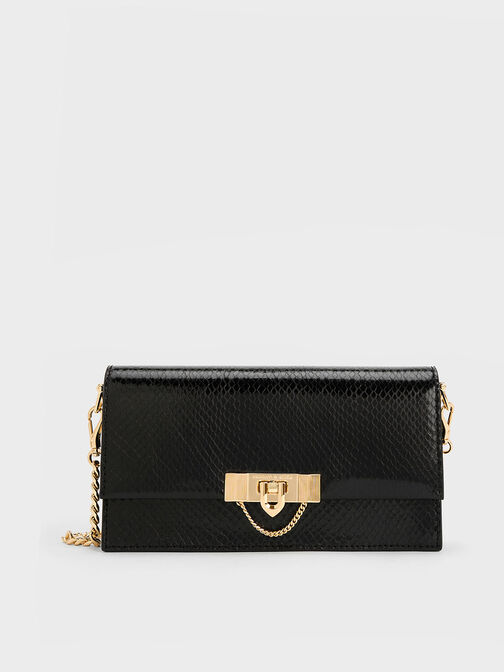 Tallulah Snake-Print Push-Lock Wallet, , hi-res