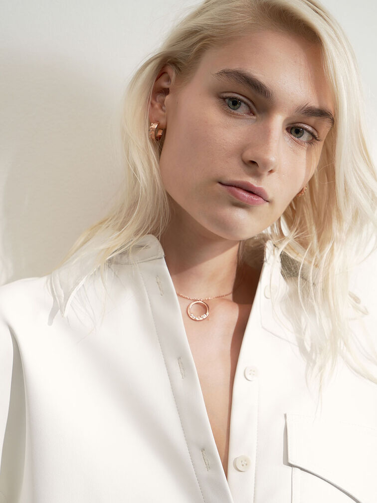 Swarovski® Crystal Studded Pendant Necklace, สีโรสโกลด์, hi-res