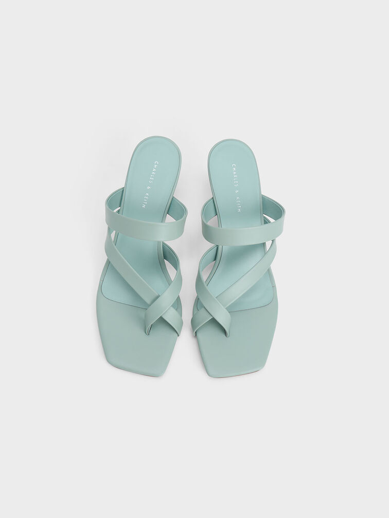 Asymmetric Toe Ring Heeled Sandals, , hi-res
