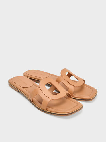 Easley Cut-Out Slide Sandals, Toffee, hi-res