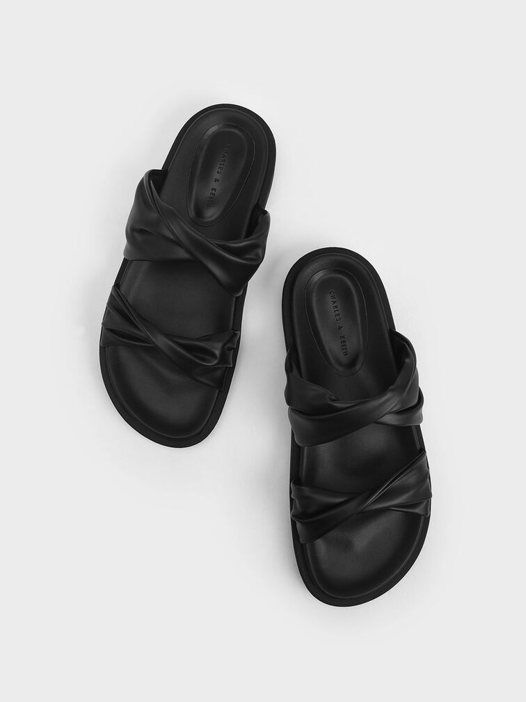 Twist Strap Padded Slide Sandals, , hi-res