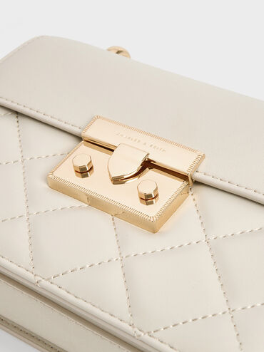 Alva Quilted Chain-Handle Bag, Ivory, hi-res
