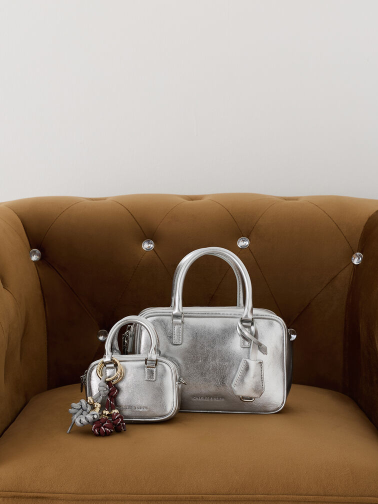 ชาร์กระเป๋าดีไซน์ผูกปมแบบดอกไม้, สีเบอร์กันดี, hi-res