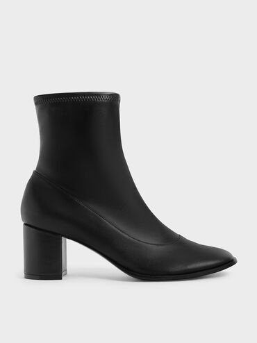 Block Heel Side-Zip Ankle Boots, , hi-res