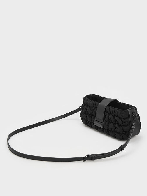 Ruched Nylon Chain Handle Bag, , hi-res