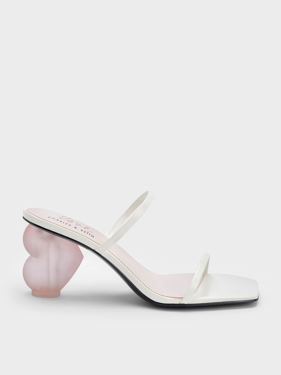 Heart Heel Strappy Sandals White