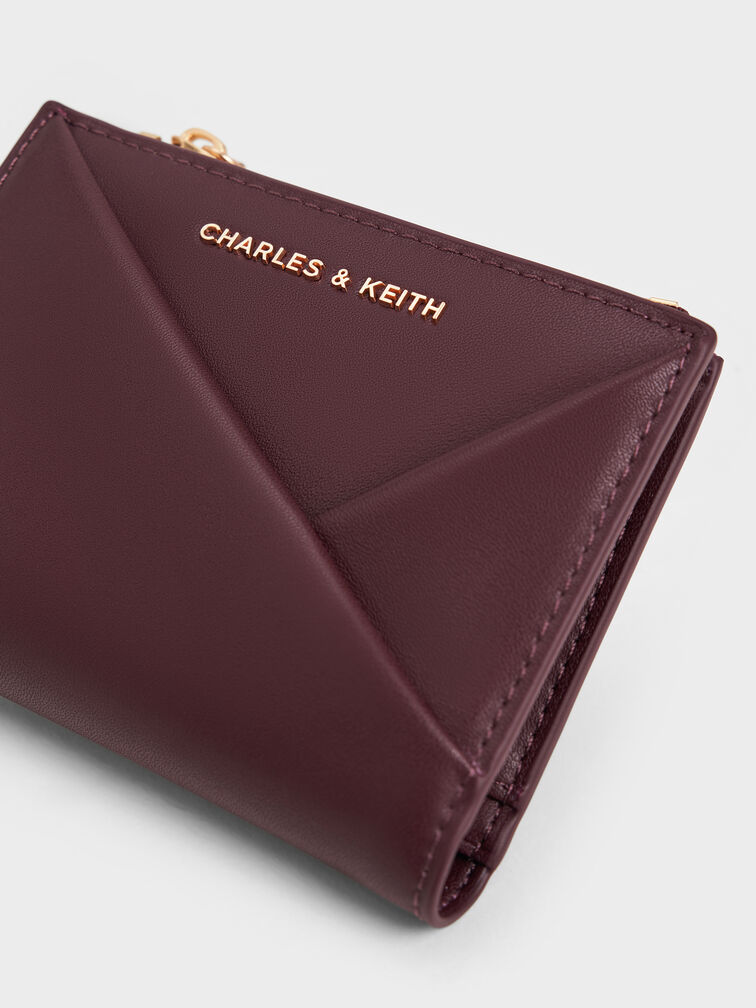 Midori Geometric Top-Zip Wallet, Wineberry Red, hi-res