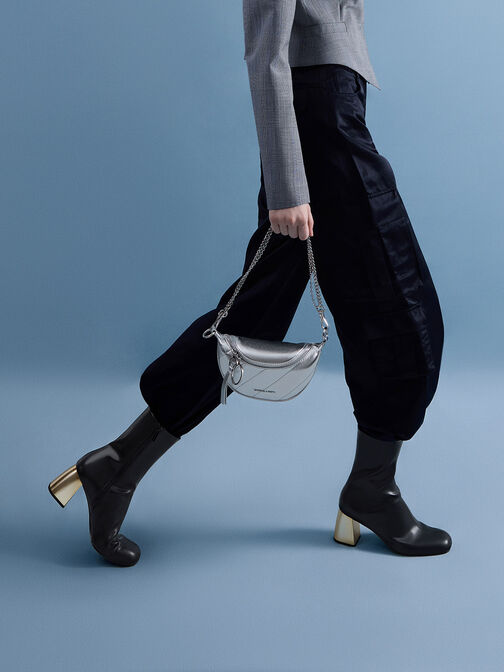 Philomena Crinkle-Effect Half-Moon Crossbody Bag, , hi-res