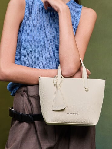 กระเป๋าโท้ทขนาดมินิรุ่น Beryl, สีครีม, hi-res