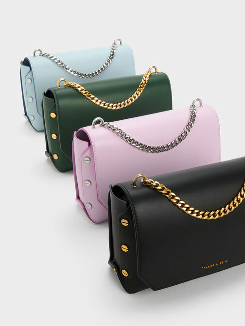 Metallic Accent Front Flap Bag, , hi-res