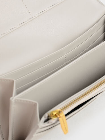Briony Curved Flap Long Wallet, Light Grey, hi-res