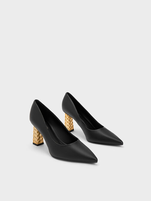 Quilted Heel Pointed-Toe Pumps, , hi-res