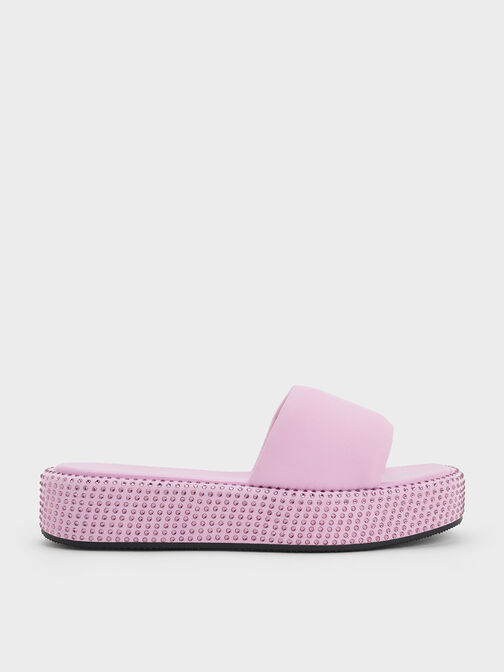 Crystal-Embellished Nylon Flatform Sandals, , hi-res