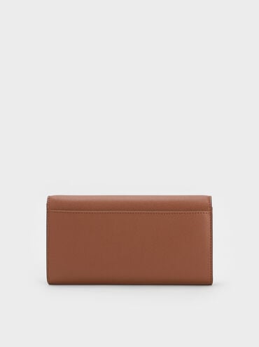Briony Curved Flap Long Wallet, Chocolate, hi-res