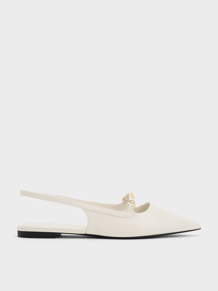 Metallic Bar Accent Slingback Flats, , hi-res