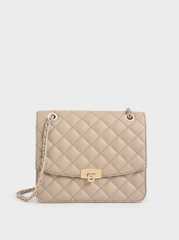 Quilted Chain Strap Clutch, , hi-res