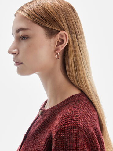 ต่างหูแบบห่วงดีไซน์ทรงเกลียวรุ่น Lena, สีโรสโกลด์, hi-res