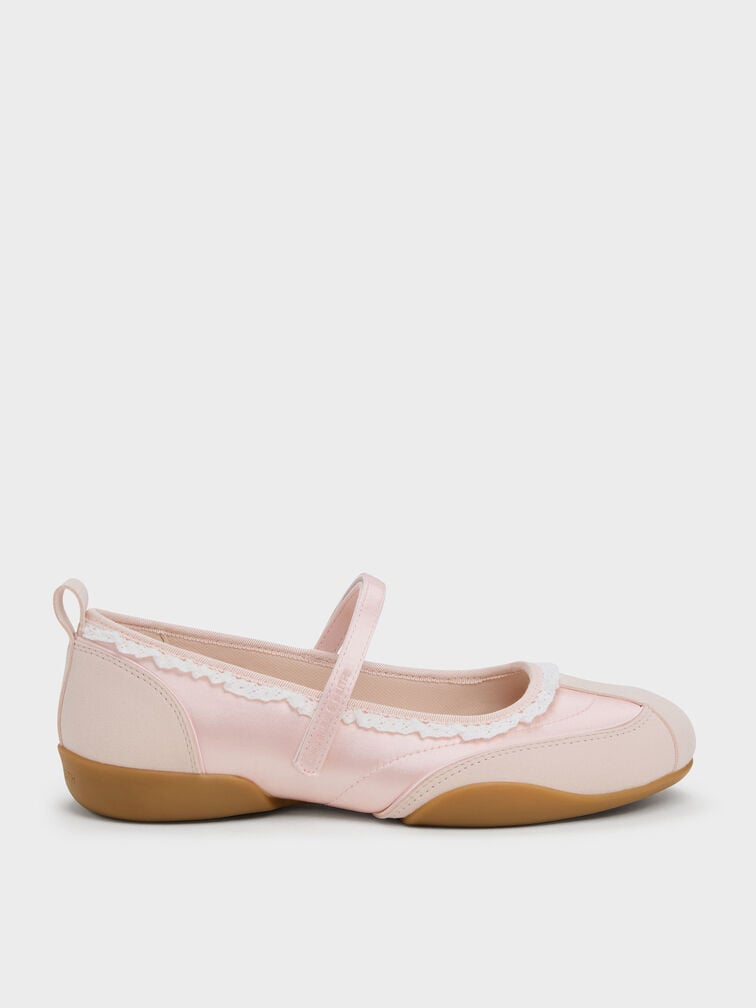 Louise Lace-Trim Mary Jane Sneakers, Light Pink, hi-res