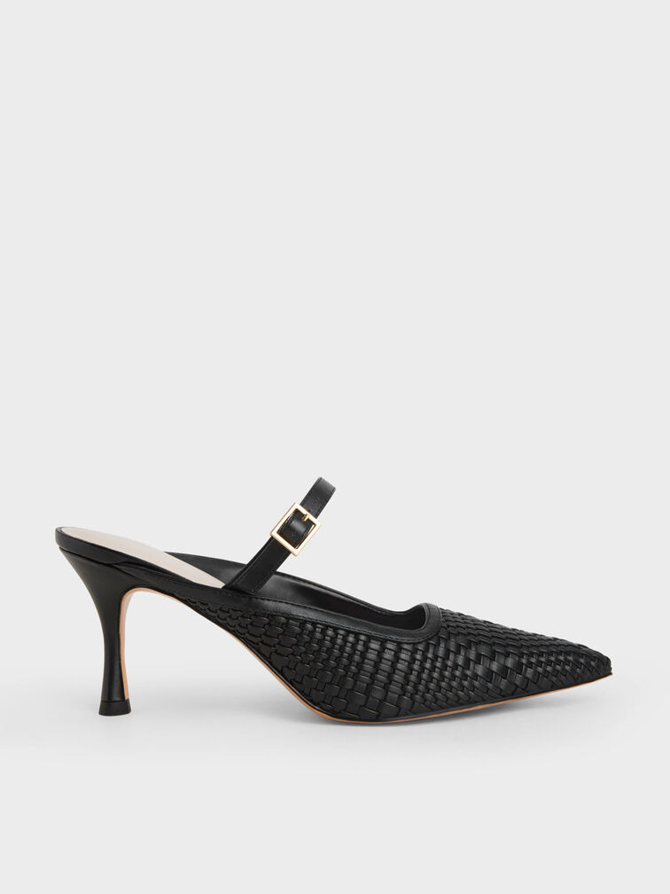 Woven Heeled Mules, , hi-res