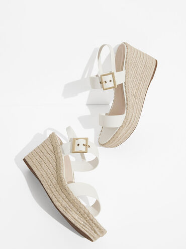 Buckled Espadrille Wedges, , hi-res