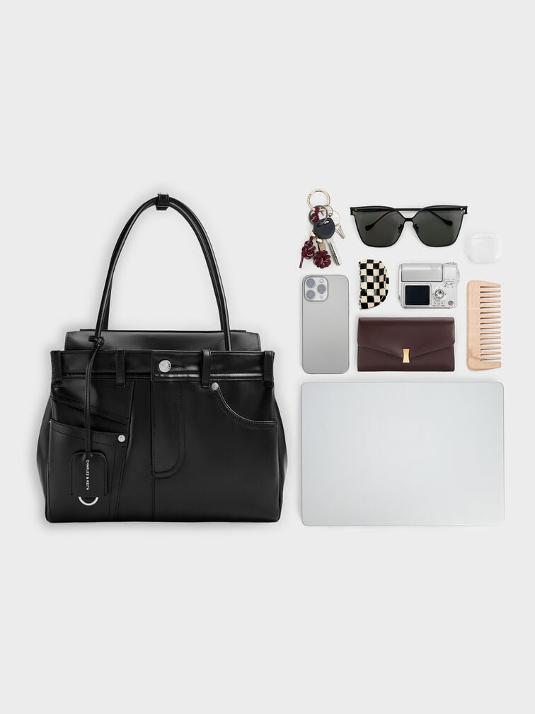 Arita Jeans Tote Bag, Noir, hi-res