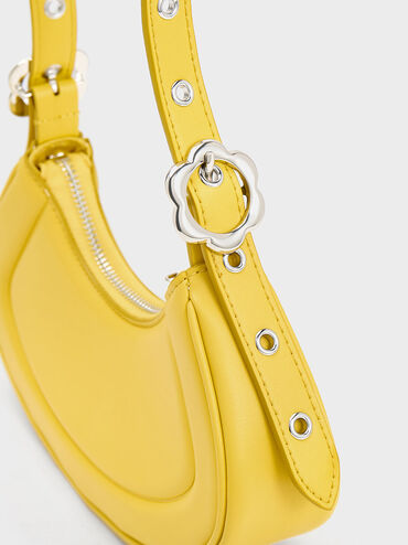 Petra Curved Shoulder Bag, สีเหลือง, hi-res