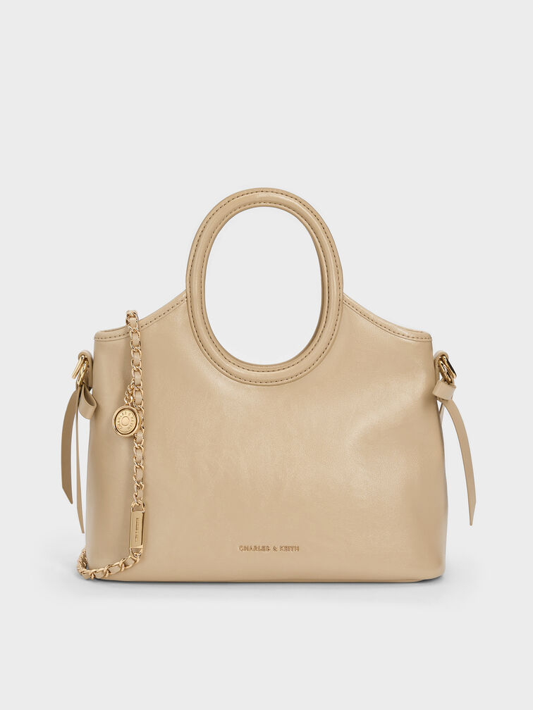 Mini Dalia Bow Oval-Handle Tote Bag, Sand Beige, hi-res